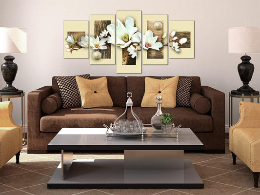 Schilderij - Texture and magnolia