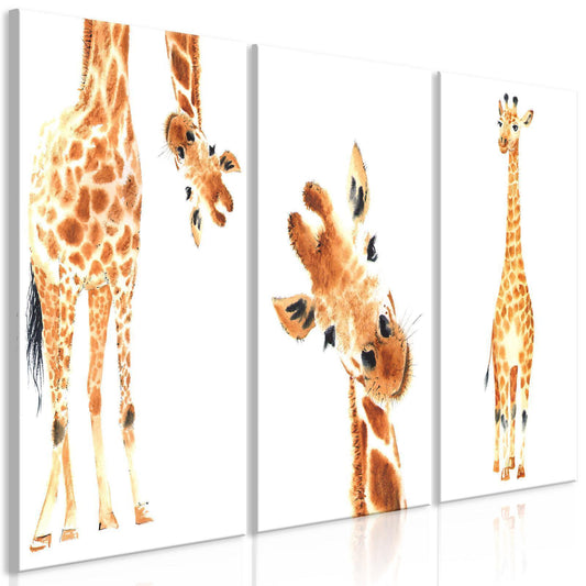Schilderij - Funny Giraffes (3 Parts)