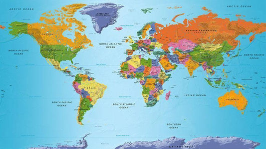 Fotobehang - World Map: Colourful Geography II