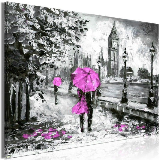 Schilderij - Walk in London (1 Part) Wide Pink