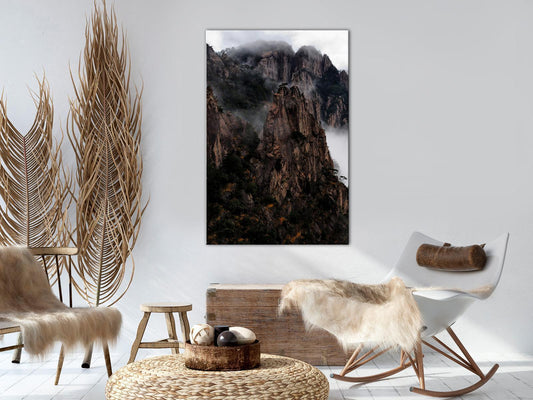 Schilderij - Heart of Mountain Landscape (1-part) - Clouds Amid Rocks