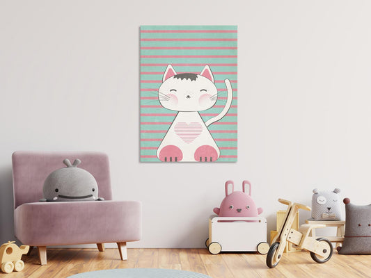 Schilderij - Striped Kitten (1 Part) Vertical