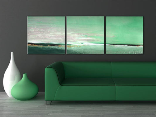 Handgeschilderd schilderij - Sea-green coast