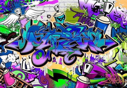 Fototapete - Graffiti: violettes Thema