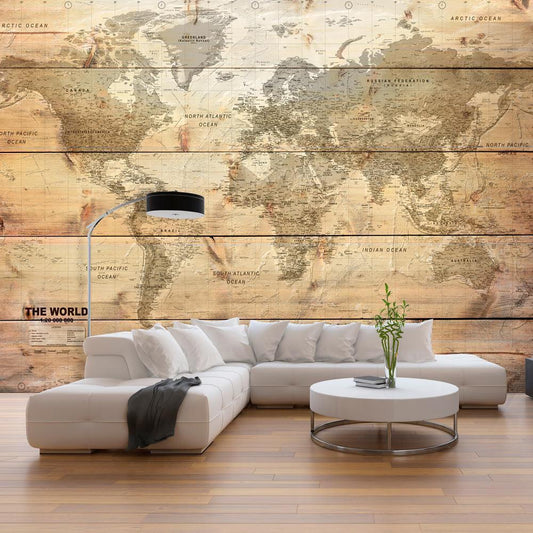 Self-adhesive photo wallpaper - Map on Boards
