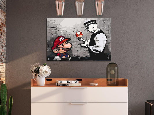 Doe-het-zelf op canvas schilderen - Mario (Banksy)