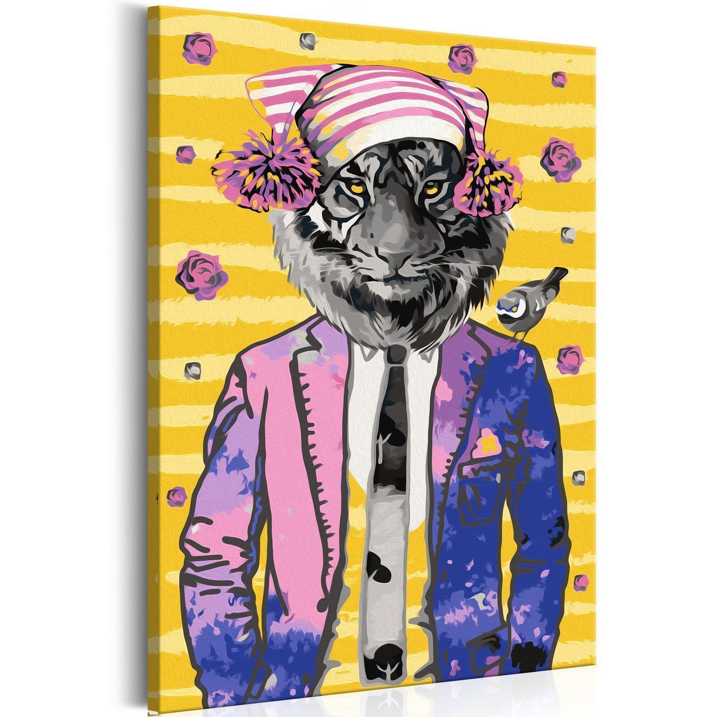 DIY-Leinwandgemälde – Tiger mit Hut 