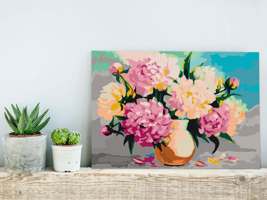 Doe-het-zelf op canvas schilderen - Flowers in Vase