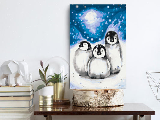 Doe-het-zelf op canvas schilderen - Three Penguins