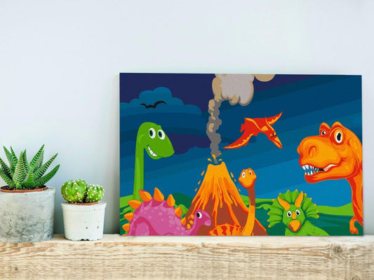 Doe-het-zelf op canvas schilderen - Dinosaur World