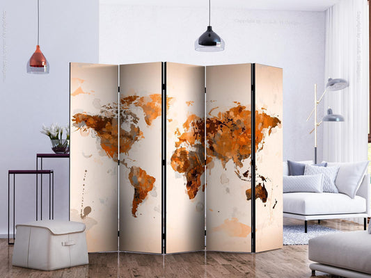 Folding screen - World in brown shades II [Room Dividers] 