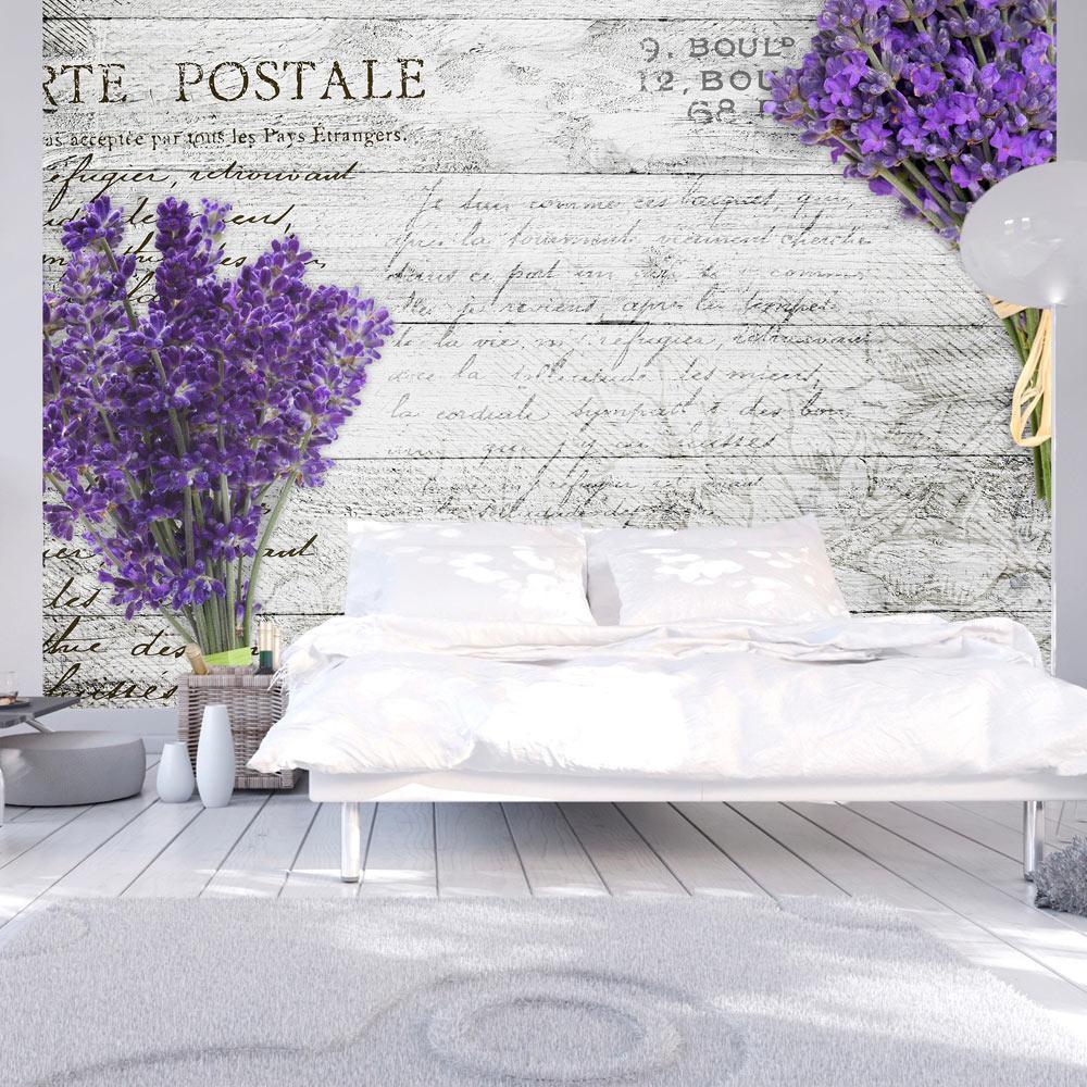 Selbstklebende Fototapete - Lavendel-Postkarte