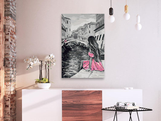 Doe-het-zelf op canvas schilderen - Venice (A Girl In A Pink Dress)
