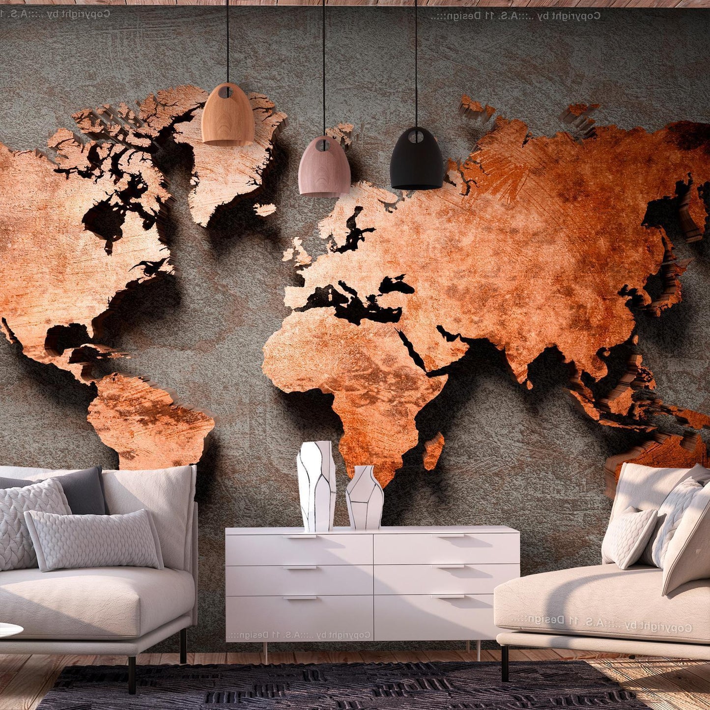 Wall Mural - Copper Map