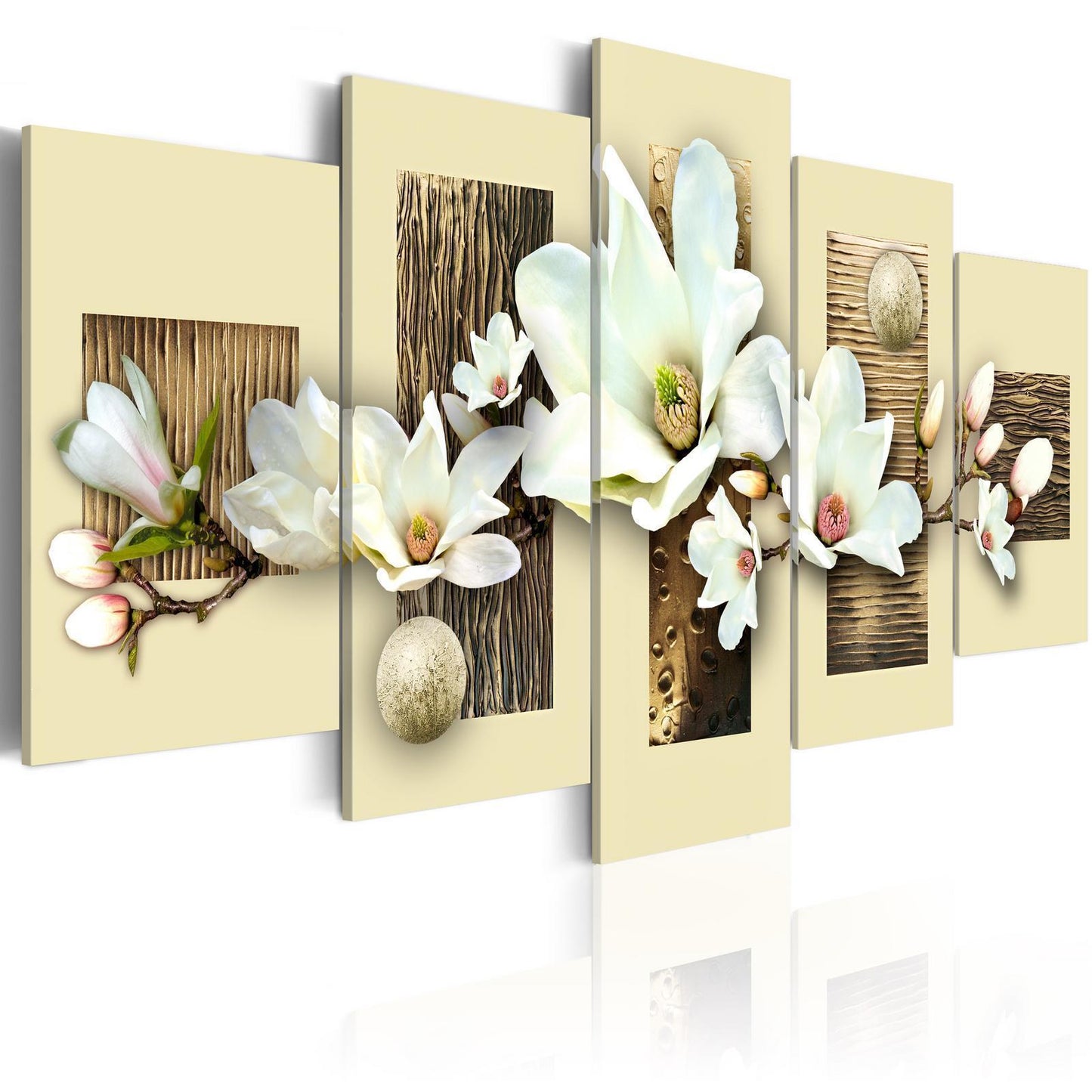 Schilderij - Texture and magnolia