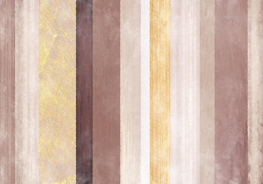 Fotobehang - Striped pattern - abstract background in stripes of different colours with gold pattern