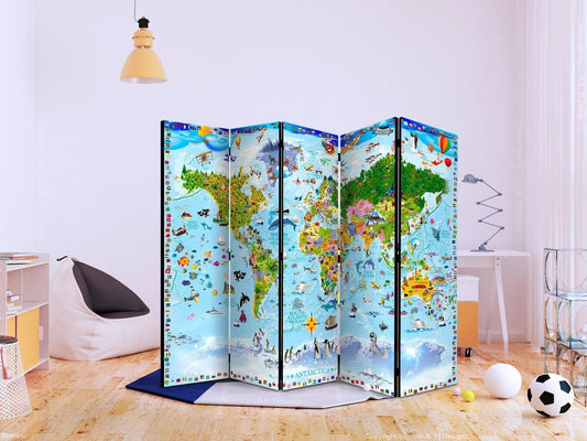 Folding Screen - World Map for Kids II [Room Dividers] 