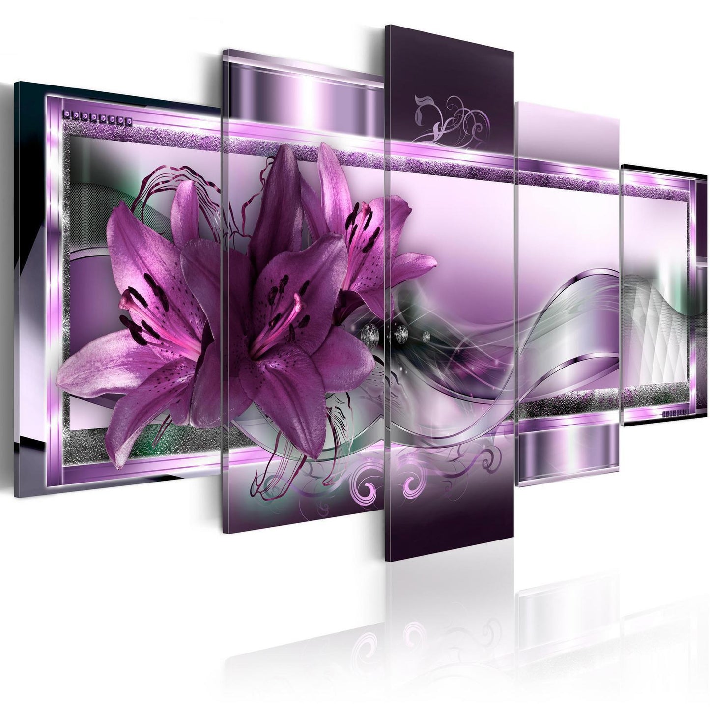 Schilderij - Purple Lilies