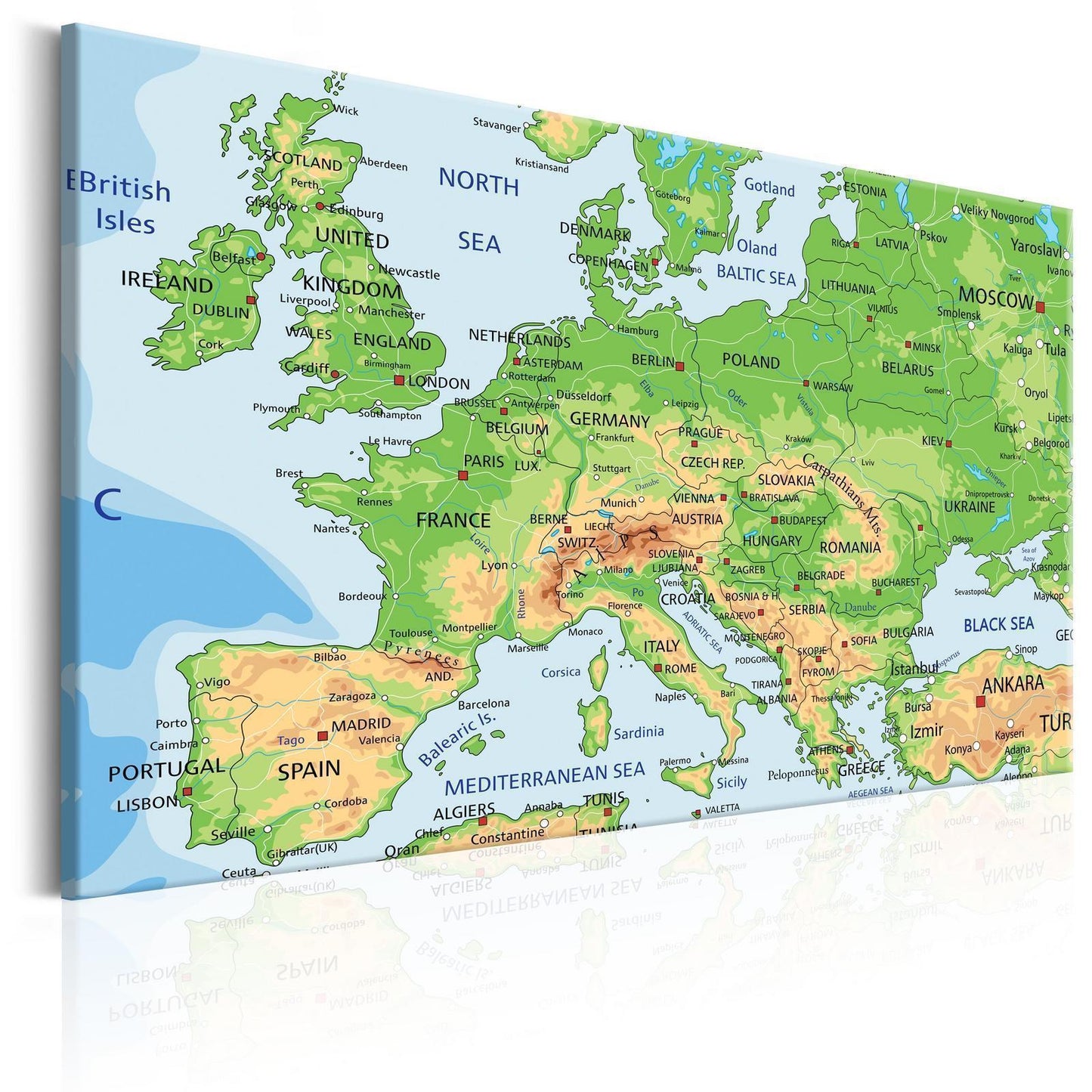 Schilderij - Map of Europe