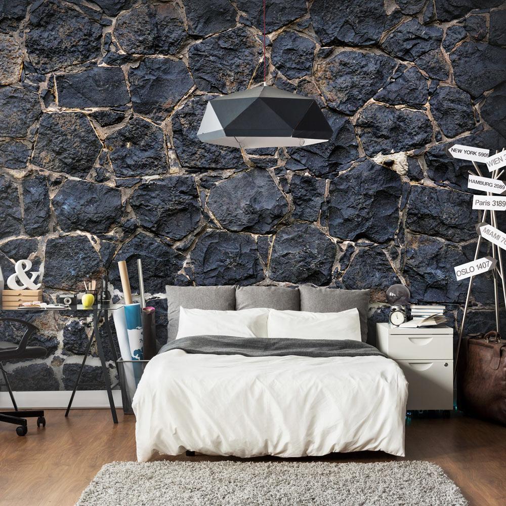 Fotobehang - Dark charm - textured composition of black stones with light grout