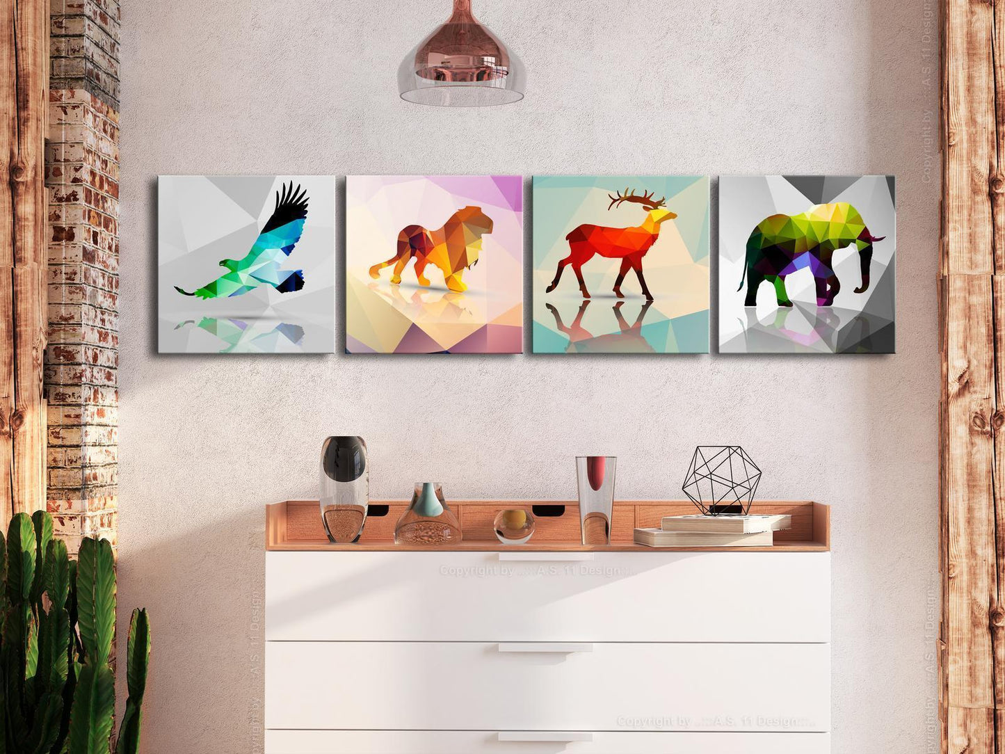 Schilderij - Colourful Animals (4 Parts)
