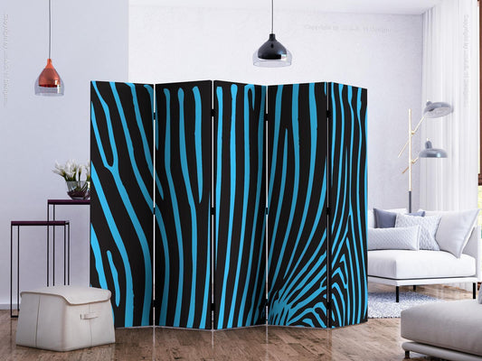 Folding Screen - Zebra Pattern (turquoise) II [Room Dividers] 