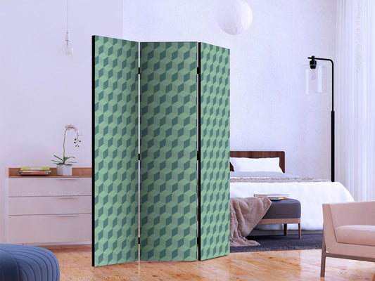 Folding Screen - Monochromatic Cubes [Room Dividers] 
