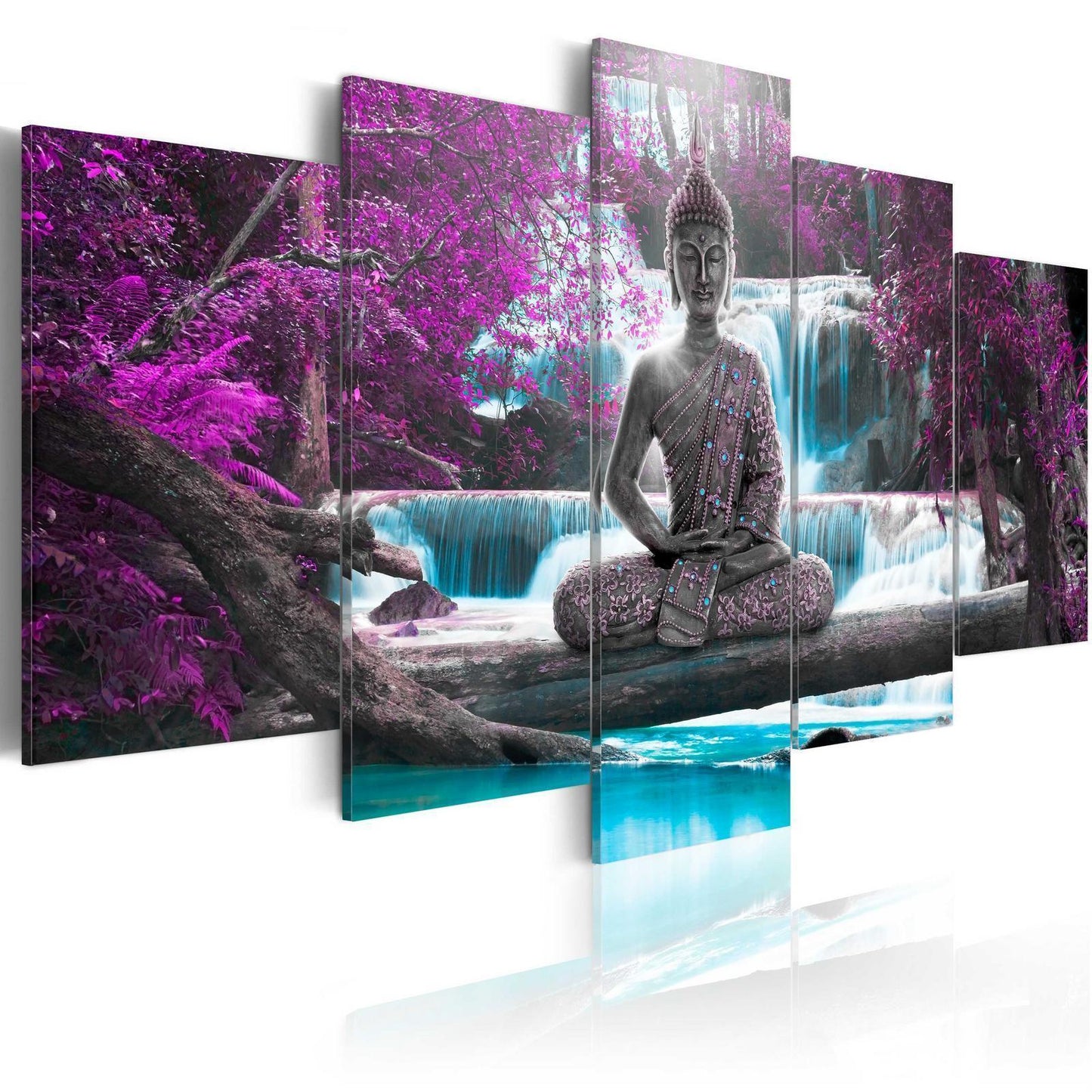 Painting - Waterfall and Buddha