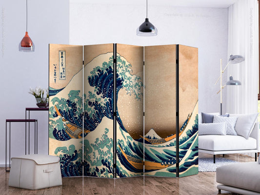 Paravent – ​​Hokusai: Die große Welle vor Kanagawa (Reproduktion) II [Raumteiler] 