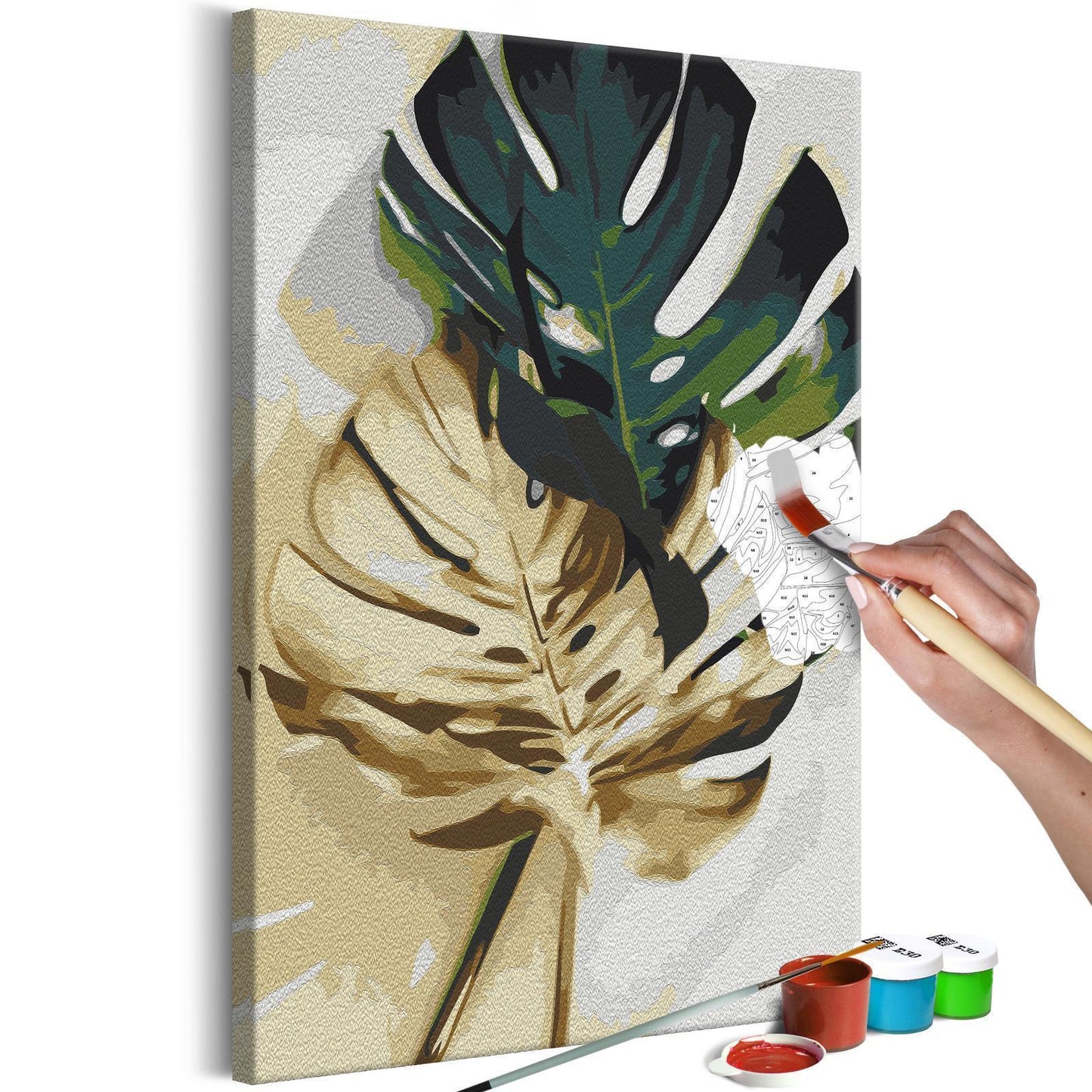 DIY painting on canvas - Golden Monstera 