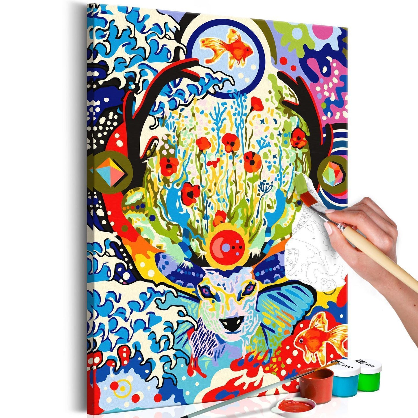 Doe-het-zelf op canvas schilderen - Deer and Flowers
