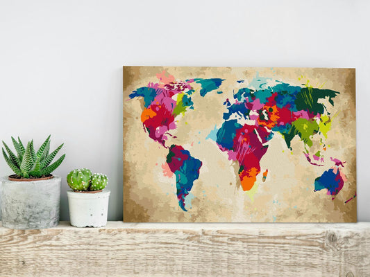 Doe-het-zelf op canvas schilderen - World Map (Colourful)