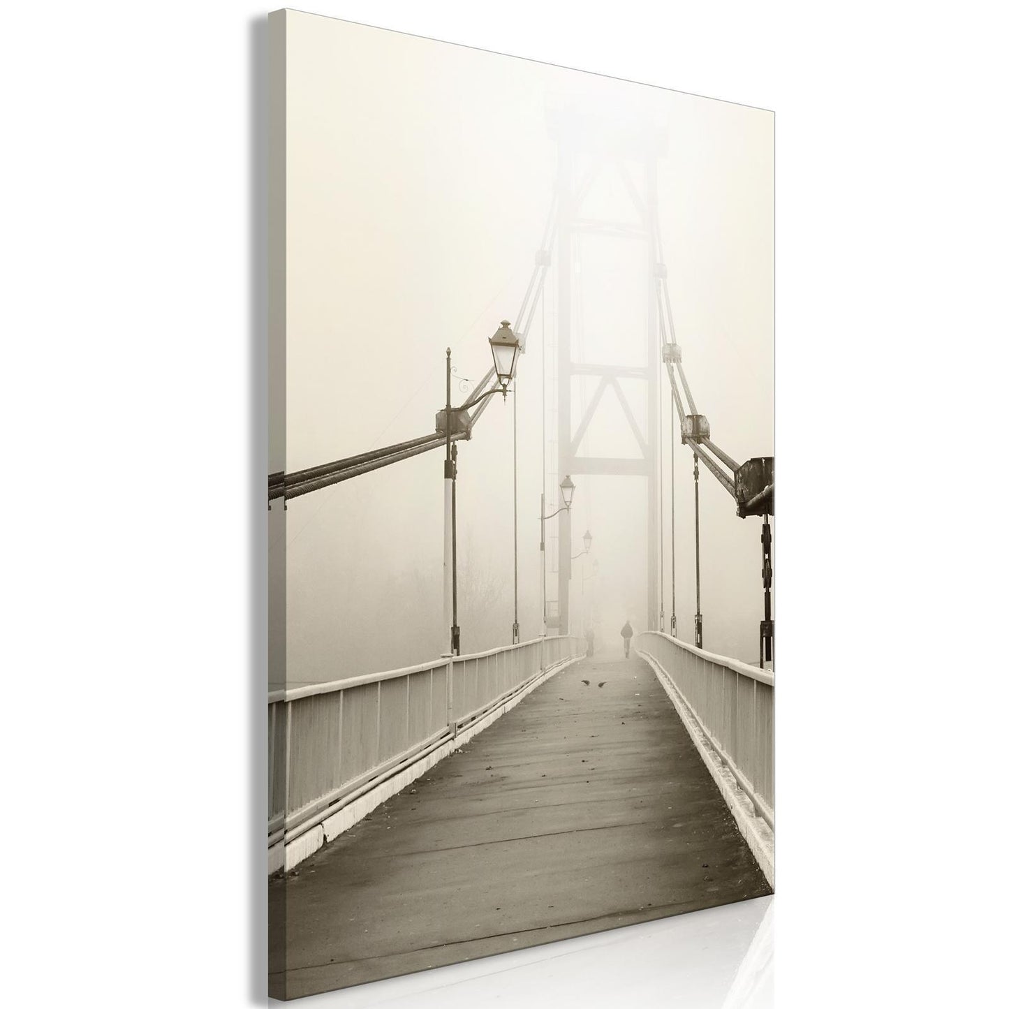 Leinwanddruck - Bridge in the Fog (1 Part) Vertical