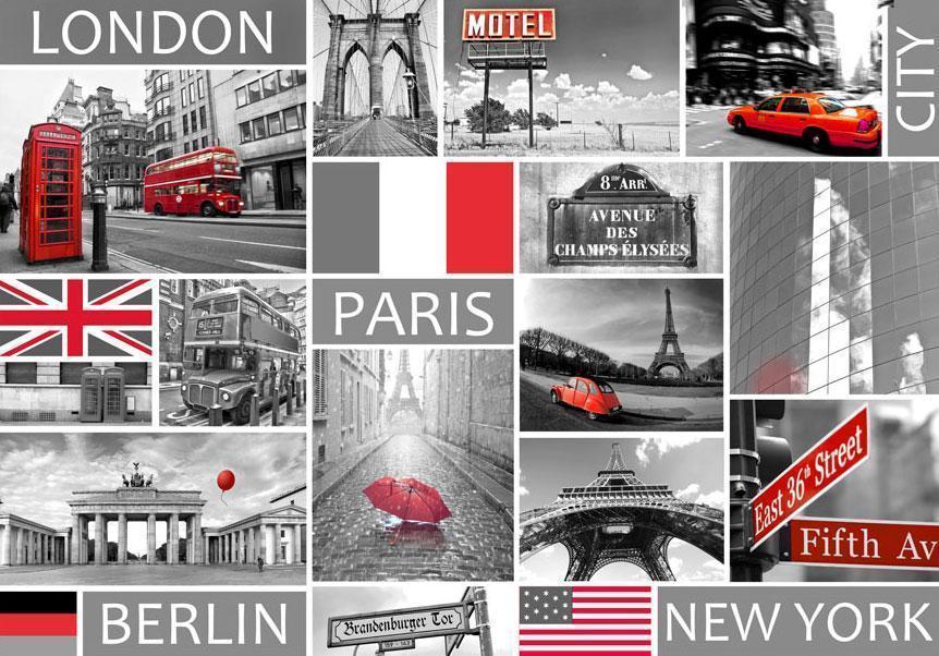 Fotobehang - London, Paris, Berlin, New York