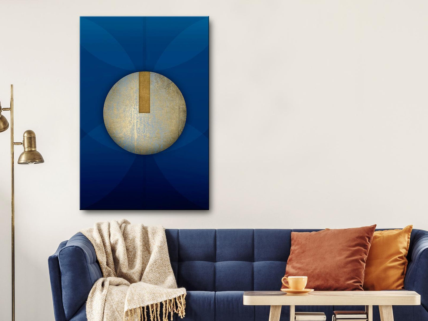 Painting - In the Shadow of Classic Blue (1-part) - Golden Circle in Abstraction
