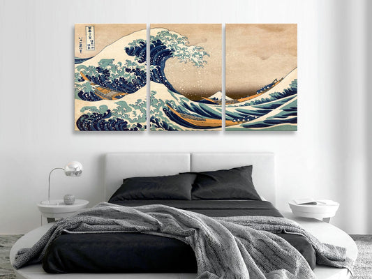 Leinwanddruck - Die große Welle vor Kanagawa (3 Teile)