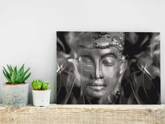 Doe-het-zelf op canvas schilderen - Buddha in Black and White