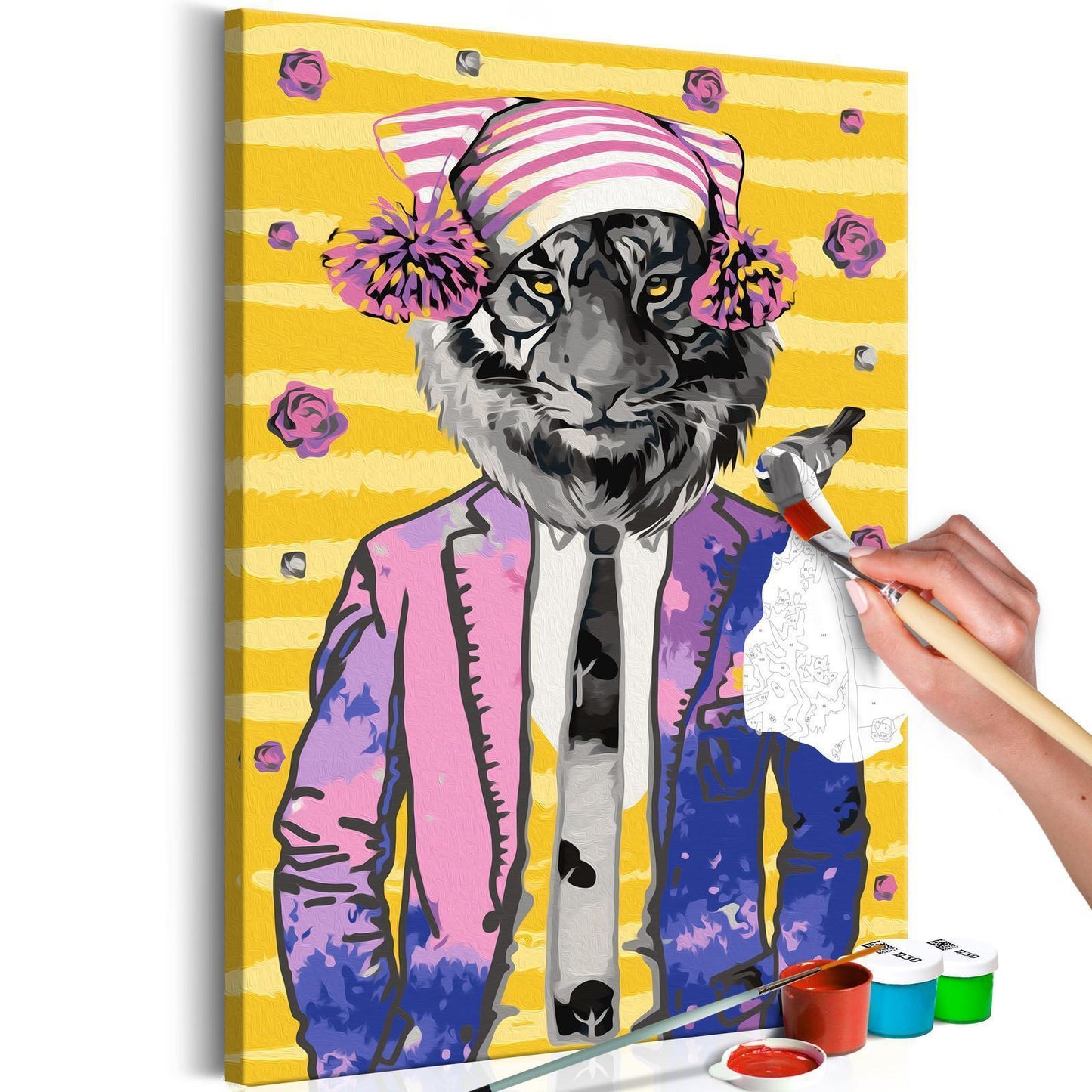 DIY Canvas Painting - Tiger in Hat 