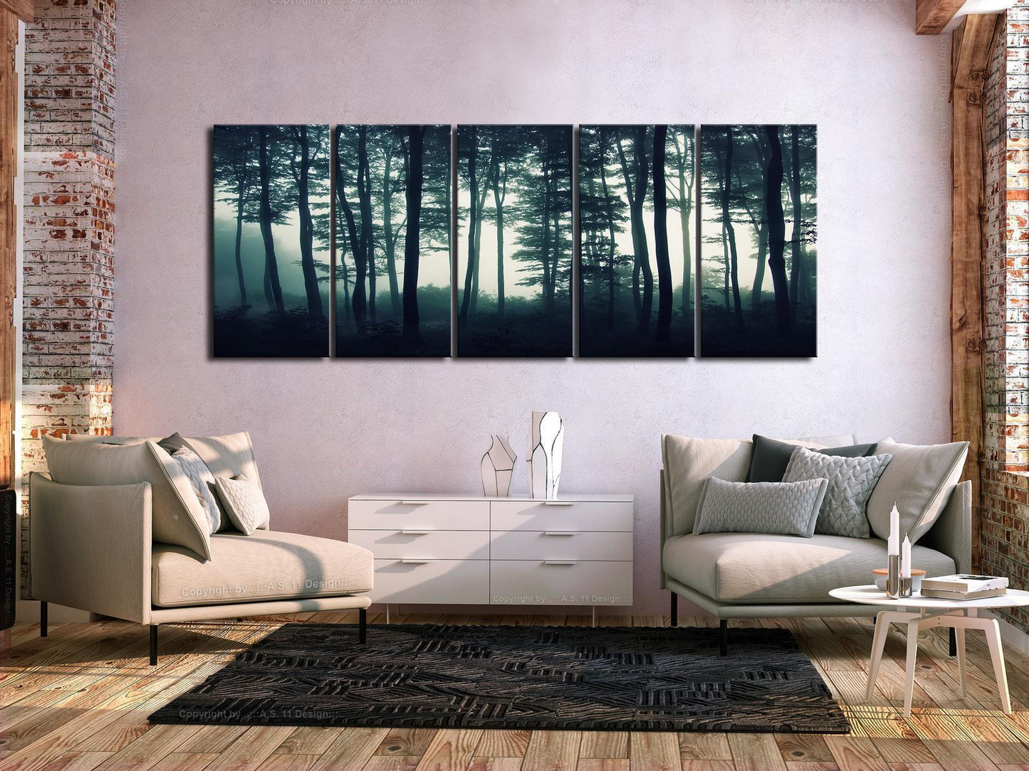 Gemälde - Dunkler Wald (5 Teile) Schmal