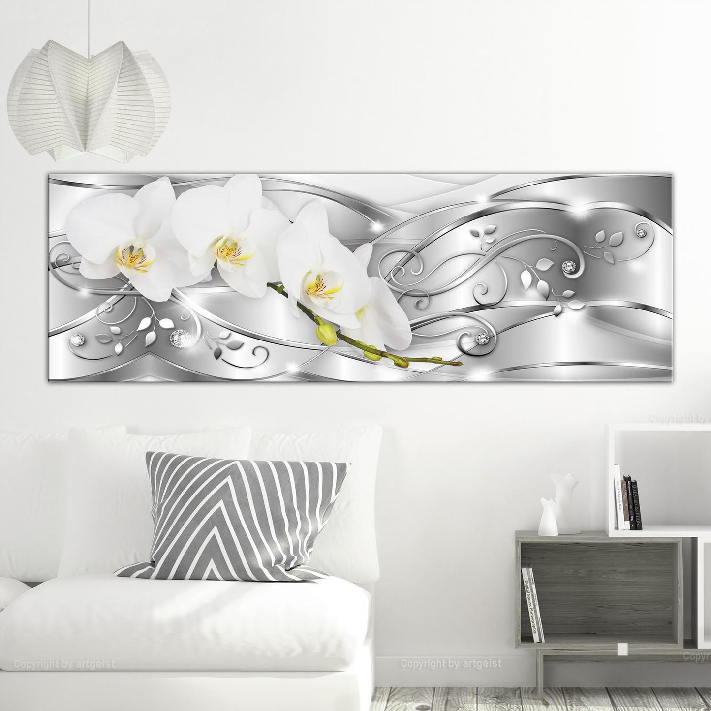 Painting - Flowering (1 Part) Narrow Silver