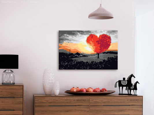 Doe-het-zelf op canvas schilderen - Heart-Shaped Tree (Sunrise)