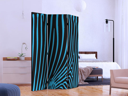 Folding Screen - Zebra Pattern (turquoise) [Room Dividers] 