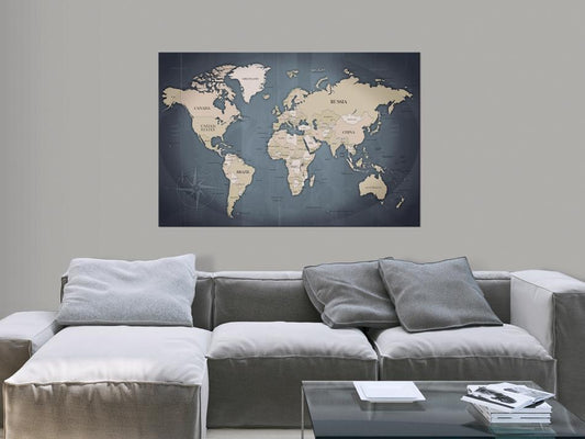 Gemälde - Weltkarte: Graustufen
