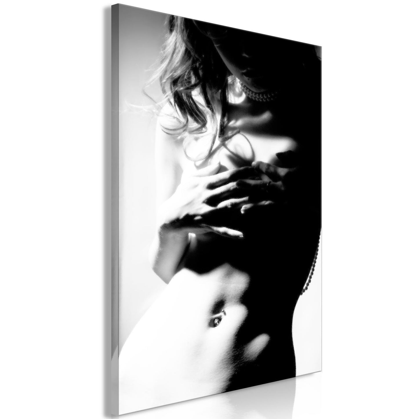 Schilderij - Gentleness of Contrast (1-part) - Female Nude in Black and White