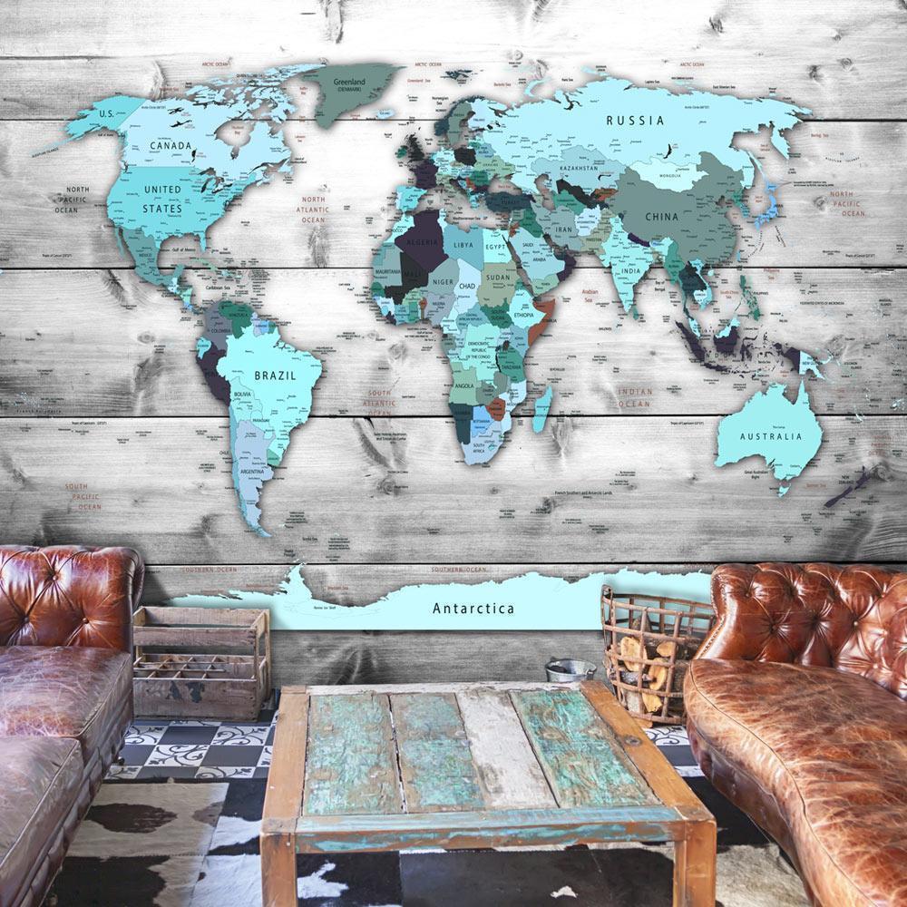 Wall Mural - World Map: Blue Continents