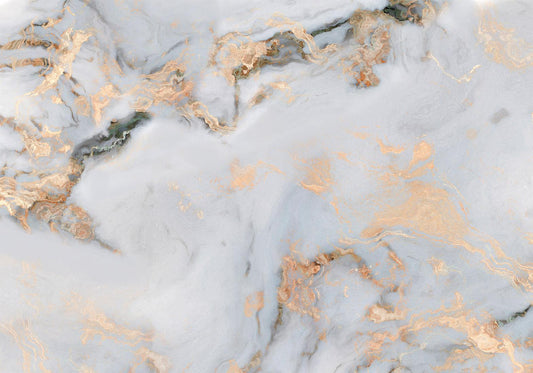 Fotobehang - White Stone - Elegant Marble With Golden Highlights