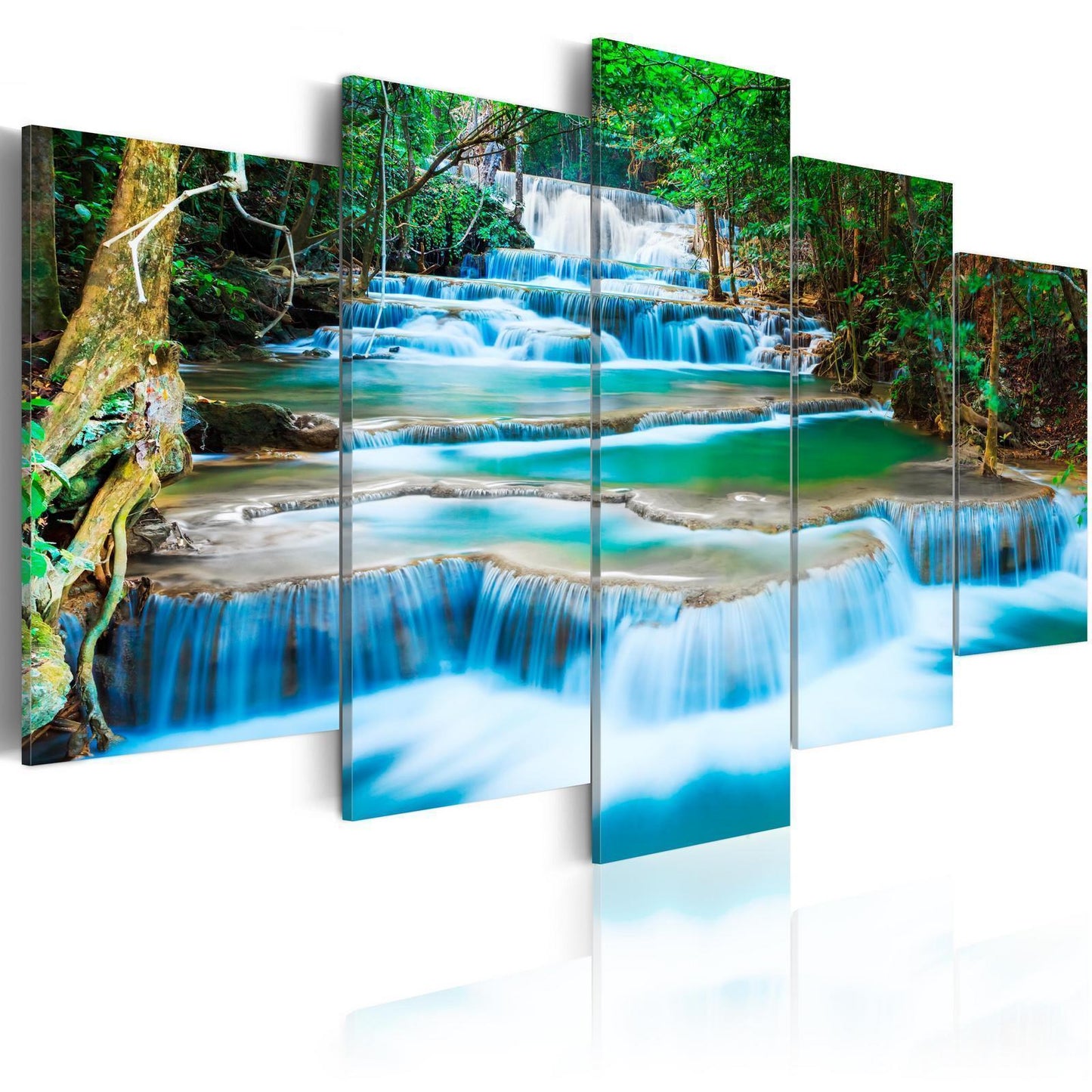 Painting - Blue Waterfall in Kanchanaburi, Thailand