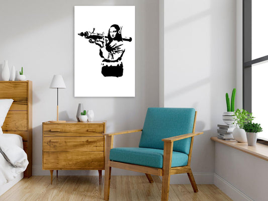 Painting - Banksy Mona Lisa with Rocket Launcher (1 Part) Vertical