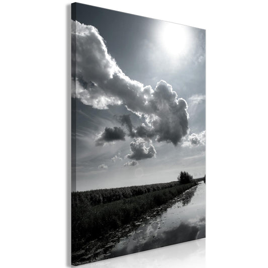 Schilderij - Sun Over Clouds (1-part) - Sky Reflection in Water Field