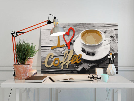 DIY-Leinwandgemälde – Ich liebe Kaffee 